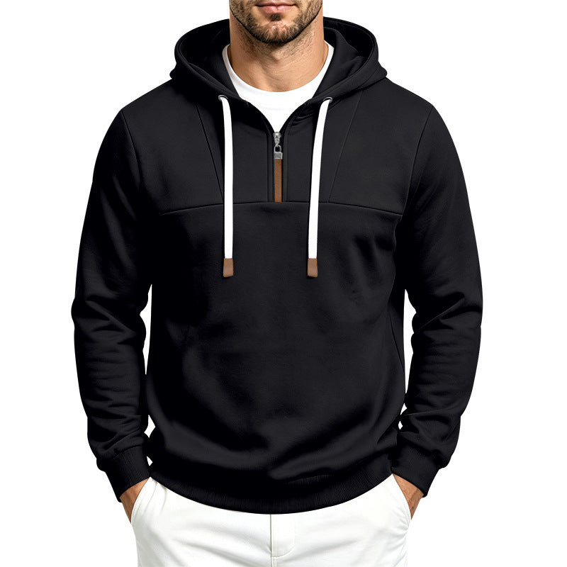Herren Moderner Halbzip-Hoodie aus French Terry mit Zierriegel und Kordelzug Nord Taschen
