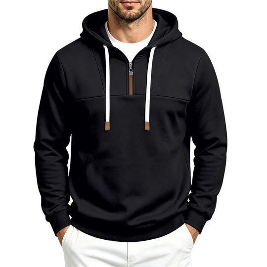 Herren Moderner Halbzip-Hoodie aus French Terry mit Zierriegel und Kordelzug Nord Taschen