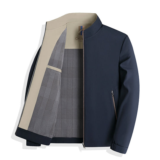 Herren leichte Harringtonjacke mit Stehkragen, Reißverschlusstaschen und kariertem Innenfutter Nord Taschen