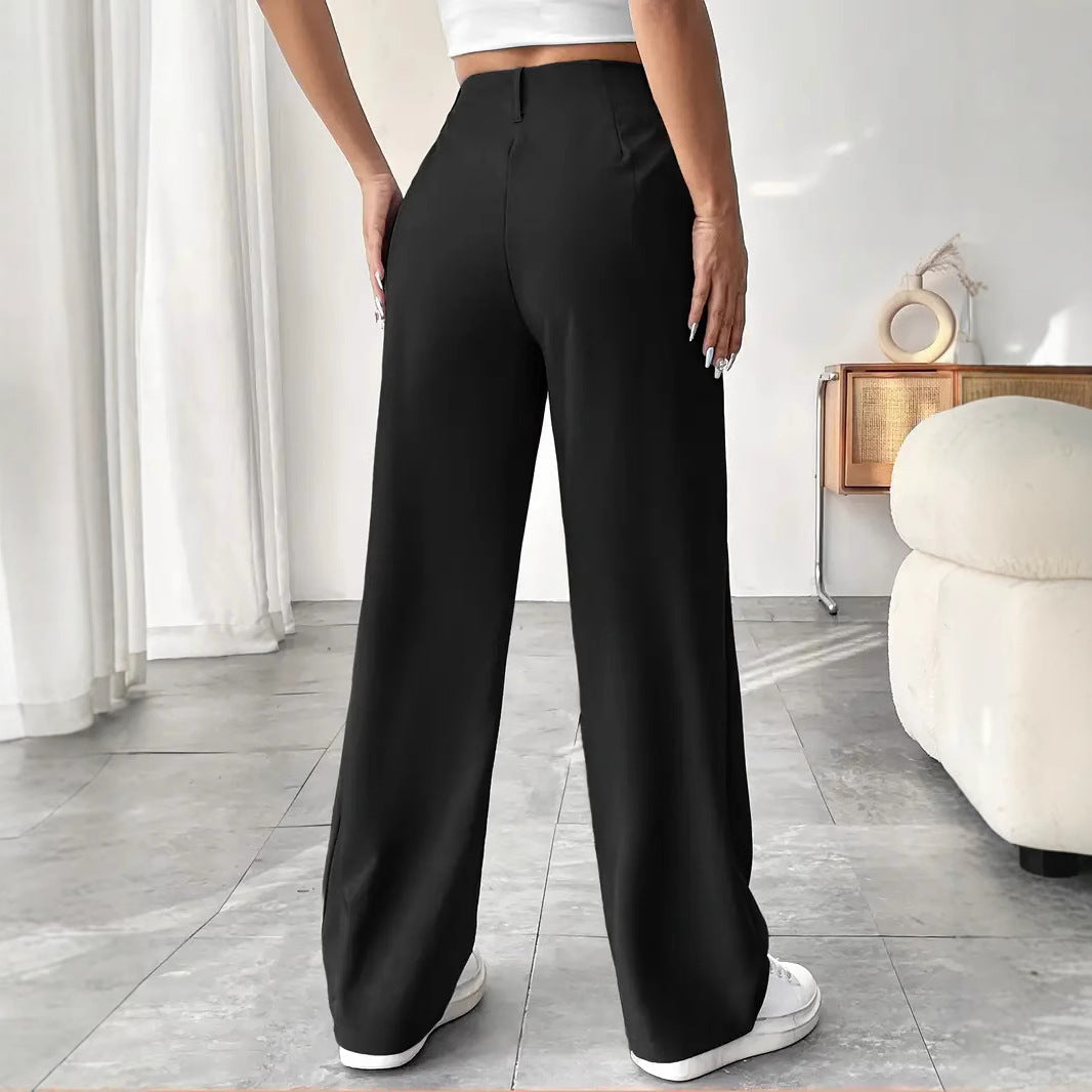 Damen Elegante Bundfaltenhose mit weitem Schnitt