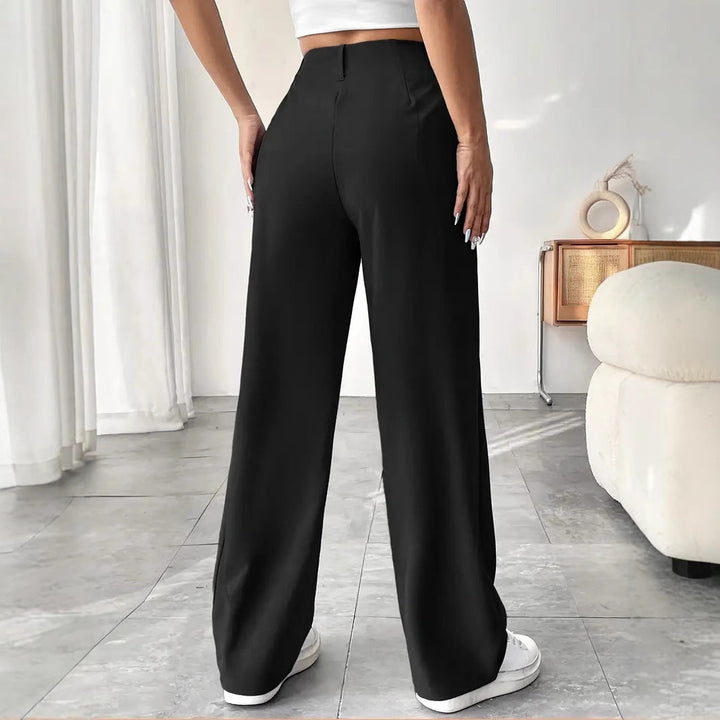 Damen Elegante Bundfaltenhose mit weitem Schnitt