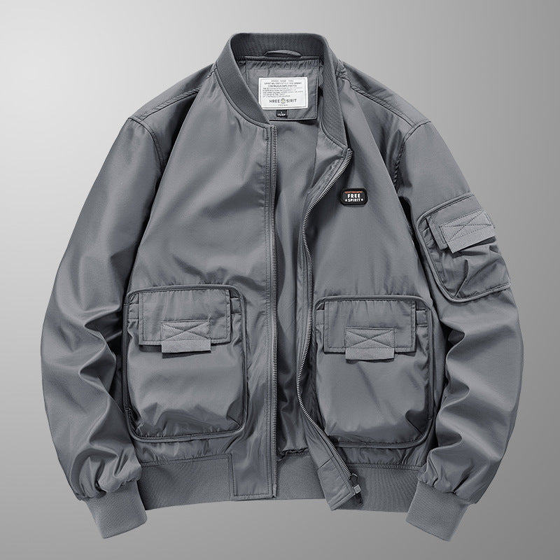 Herren leichter Nylon-Bomber mit Utility‑Taschen, Ärmel‑Organizer und geripptem Saum Nord Taschen