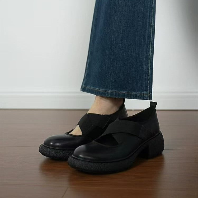 Damen Mary‑Jane Slipper mit elastischen Kreuzriemen und profiliertem Plateausohle-Design Nord Taschen