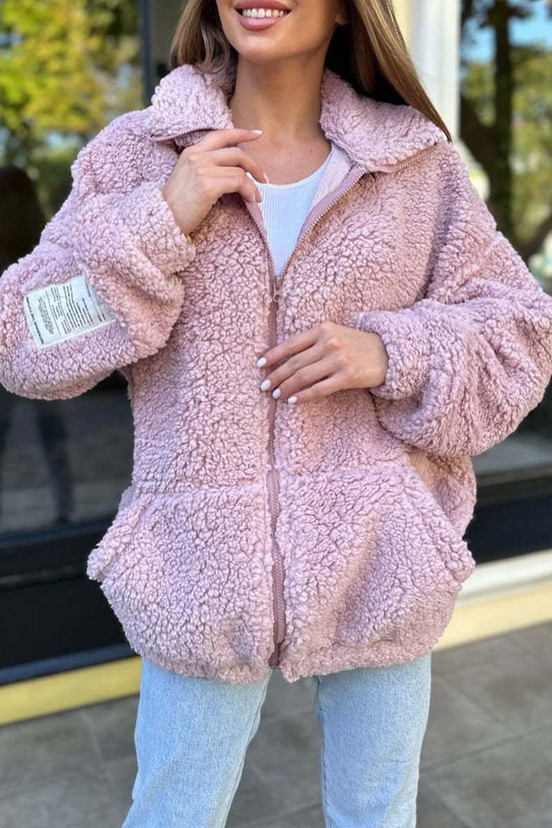 Damen Fleecejacke mit weichem Innenfutter und hoher Kragen