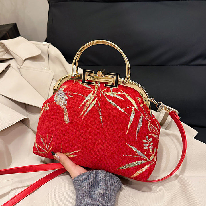 Damen elegante Handtasche mit kunstvoller Vogel-Stickerei Nord Taschen