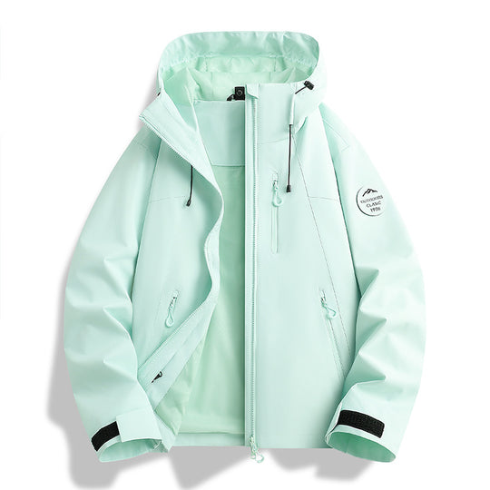 Damen Leichte wasserdichte Kapuzenjacke mit Teddy‑Charm und verdeckten Reißverschlusstaschen Nord Taschen