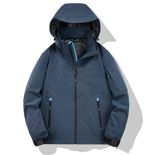 Herren Wetterresistente Softshell-Outdoorjacke mit Kapuze, hohem Kragen und verschweißten Nähten Nord Taschen