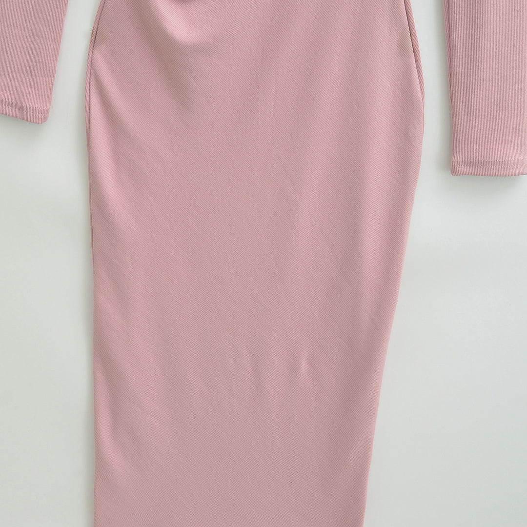 Damen Enganliegendes Midikleid mit seitlicher Raffung und doppeltem Ausschnitt Nord Taschen