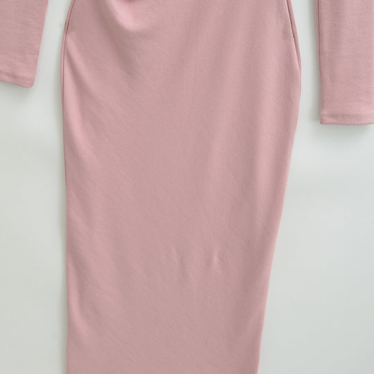 Damen Enganliegendes Midikleid mit seitlicher Raffung und doppeltem Ausschnitt Nord Taschen