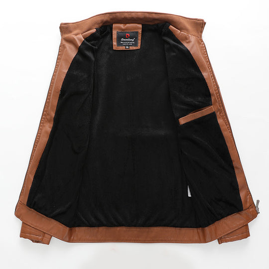 Herren schlanker Kunstleder-Moto-Blouson mit gesteppten Schulter- und Ärmelpaneelen Nord Taschen