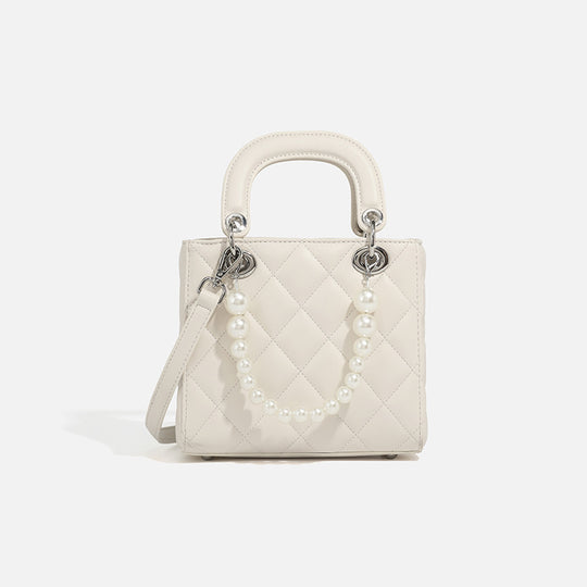 Damen Mini-Handtasche mit perlenverzierter Kette und quiltetem Design Nord Taschen