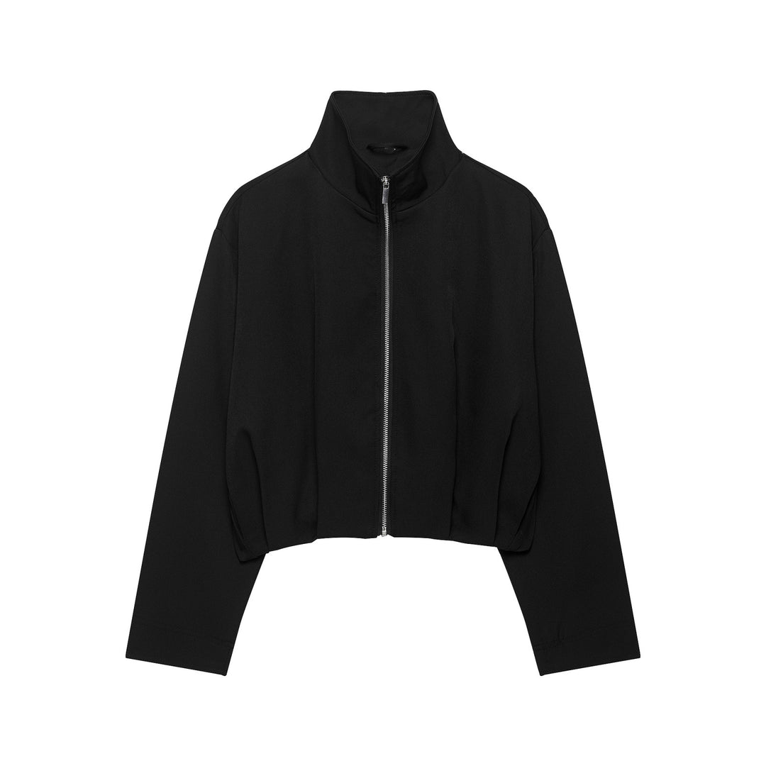 Damen Cropped-Boxy-Jacke mit hohem Stehkragen und durchgehendem Reißverschluss Nord Taschen