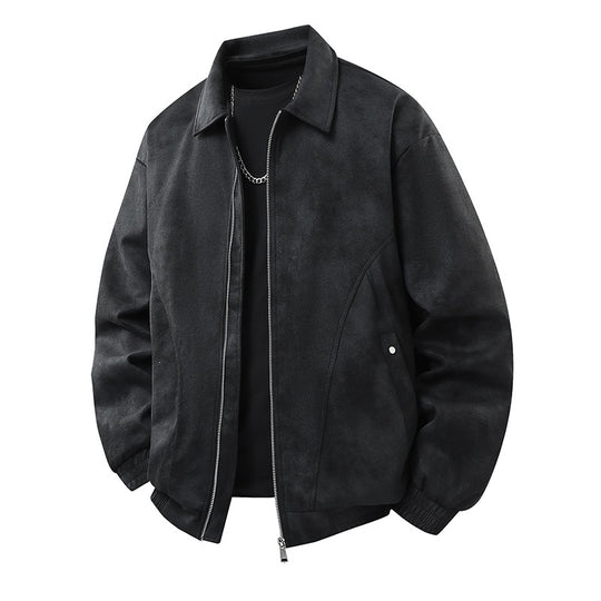 Herren Smarter Overshirt‑Bomber in Veloursleder‑Optik mit Zwei‑Wege‑Metallreißverschluss Nord Taschen