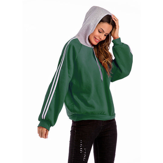 Damen modischer Kapuzenpullover mit kontrastierenden Ärmeln und lässigem Schnitt Nord Taschen