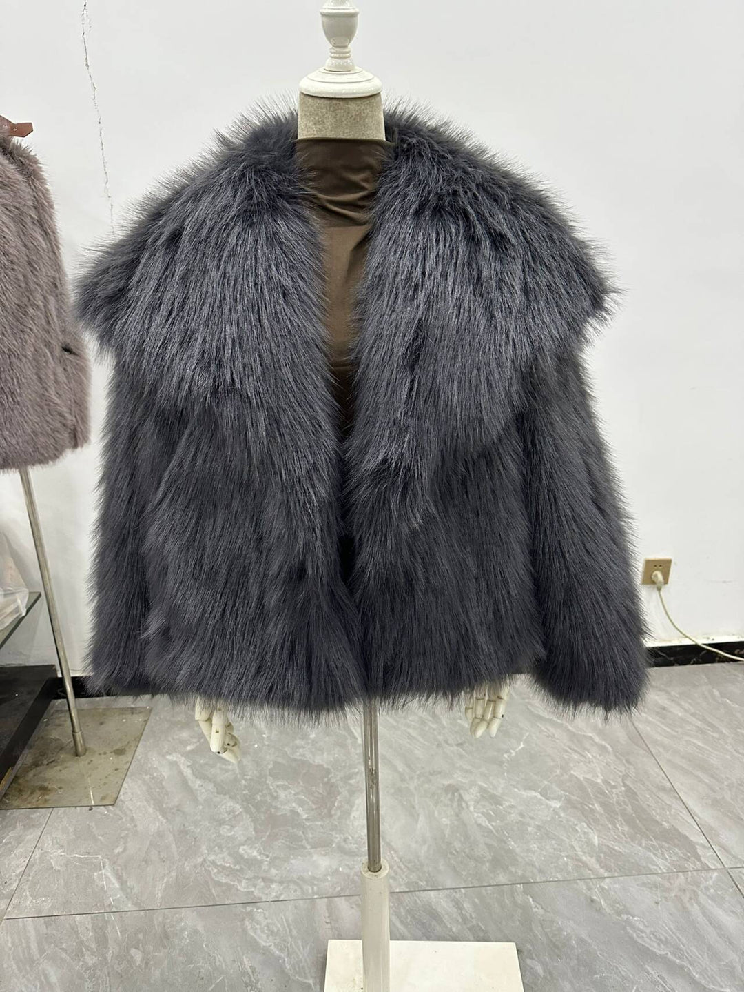 Damen Cropped Kunstpelz‑Bolero mit extraweichem Langflor und voluminösem Schalkragen Nord Taschen