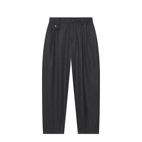 Damen Hochtaillierte Bundfaltenhose mit Nadelstreifen und Zierpatte Nord Taschen