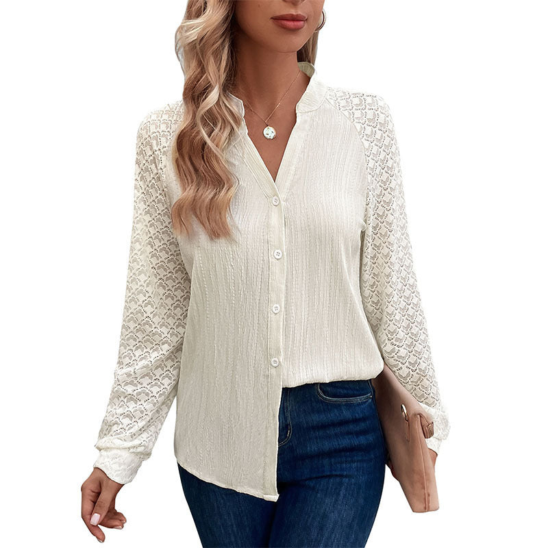 Damen Elegante Bluse mit Häkelärmel Nord Taschen