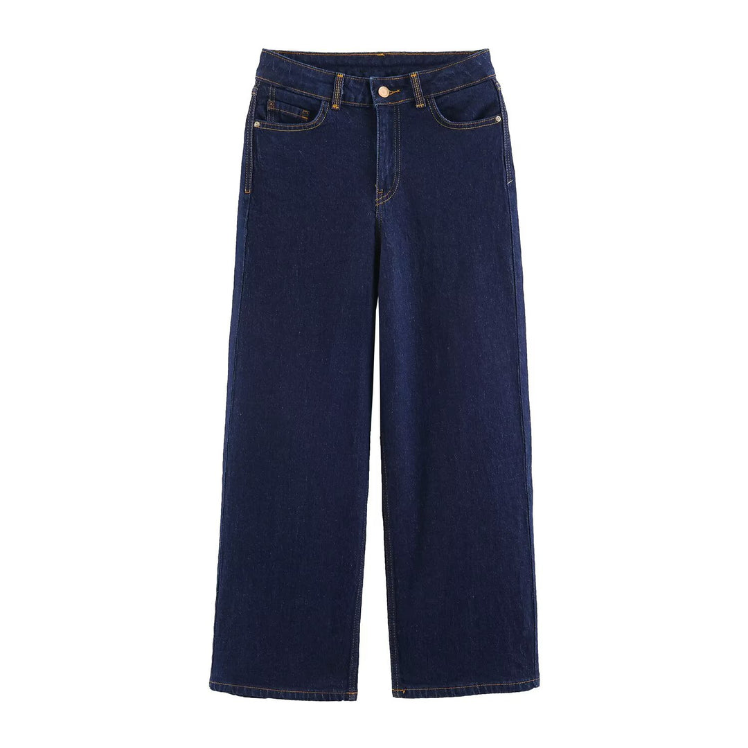 Damen Hochtaillierte Cropped Jeans mit weitem Bein und Fünf‑Taschen‑Schnitt Nord Taschen