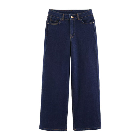 Damen Hochtaillierte Cropped Jeans mit weitem Bein und Fünf‑Taschen‑Schnitt Nord Taschen