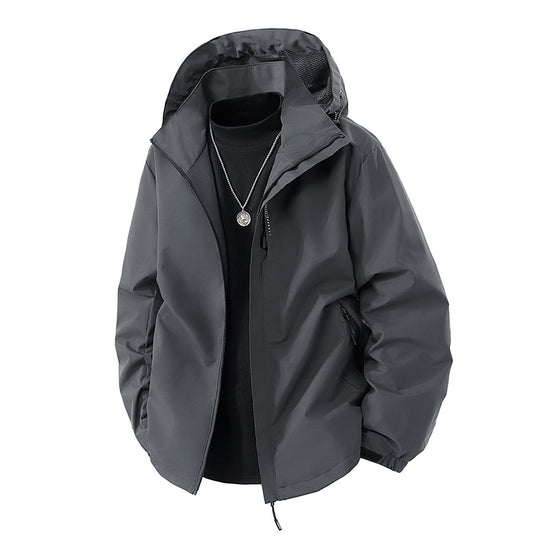 Herren leichte wetterfeste Softshelljacke mit verstellbarer Kapuze, winddichter Außenlage und atmungsaktivem Meshfutter Nord Taschen