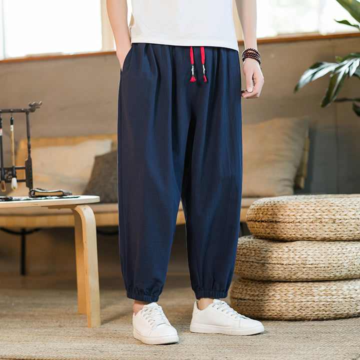 Herren lockere Haremshose mit elastischem Bund und dekorativem Kordelzug Nord Taschen