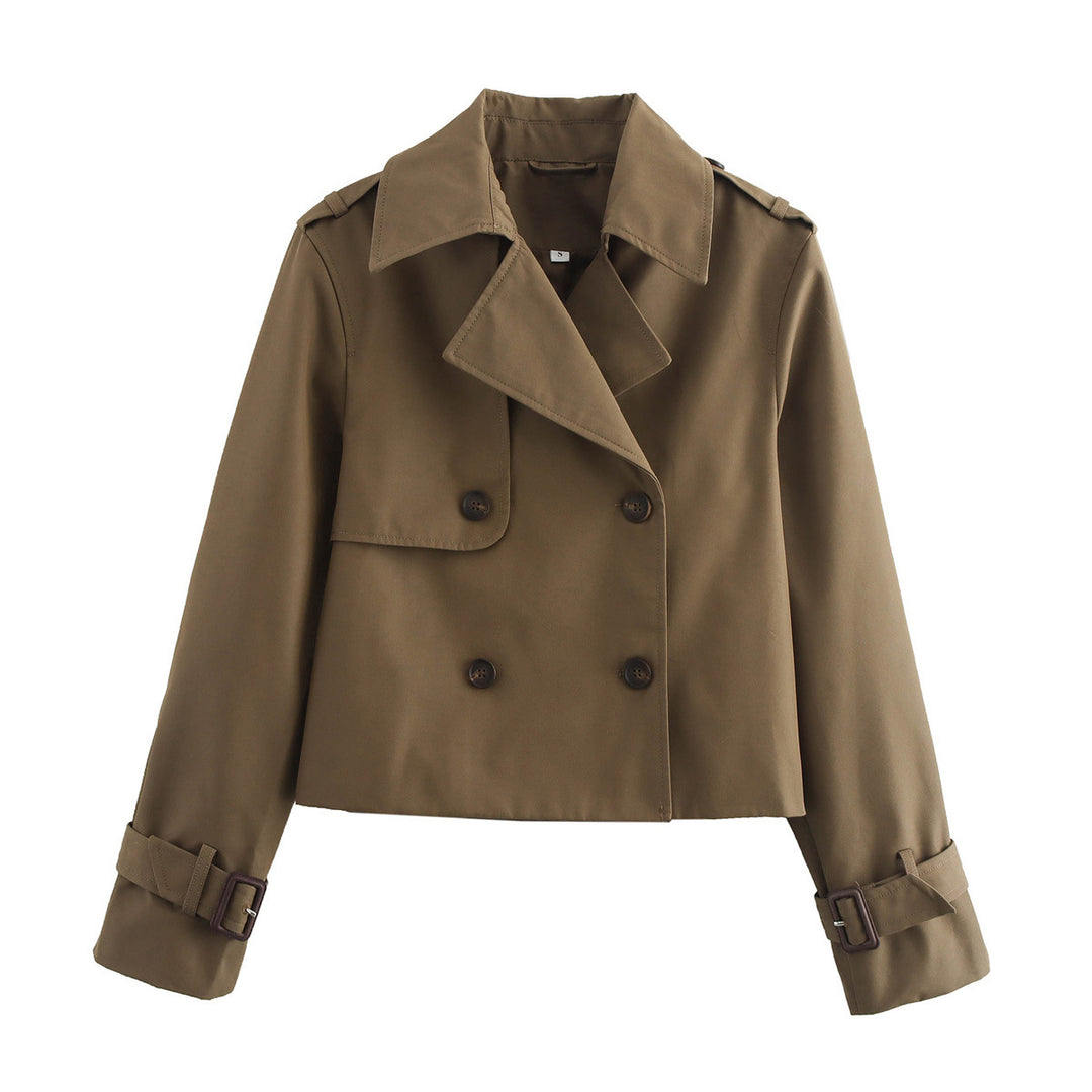 Damen Cropped-Trenchjacke im Boxy‑Schnitt mit Doppelreiher und Manschettenriemen Nord Taschen