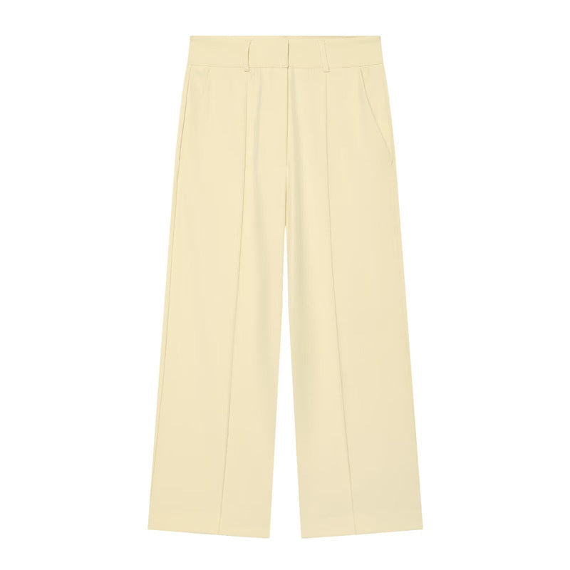 Damen Hochtaillierte weite Culotte-Hose mit Bügelfalte und Bundfalten Nord Taschen