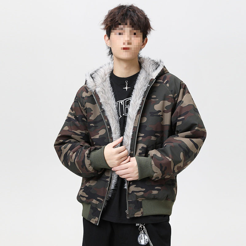 Herren Wattierte Kapuzen‑Bomberjacke im Oversize‑Look mit kontrastierendem Kunstfellfutter Nord Taschen
