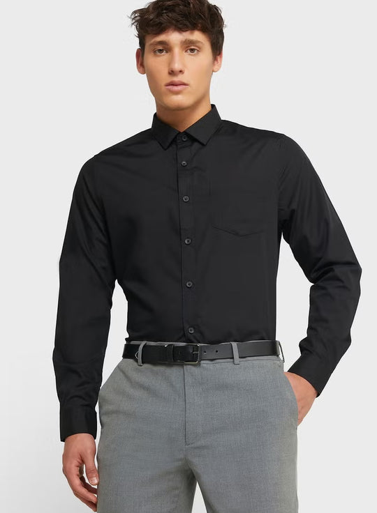 Herren Klassisches Langarmhemd Nord Taschen