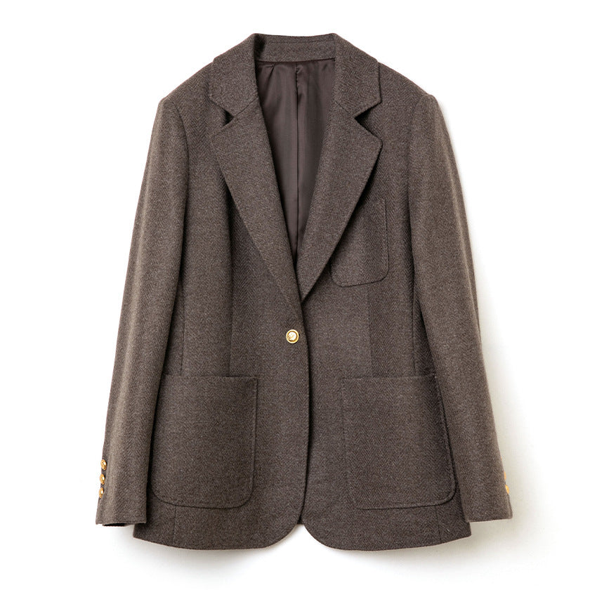 Damen Eleganter Wollblazer mit aufgesetzten Taschen Nord Taschen