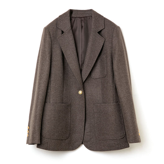 Damen Eleganter Wollblazer mit aufgesetzten Taschen Nord Taschen