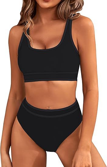 Damen Sportlicher Hochgeschnittener Bikini Nord Taschen