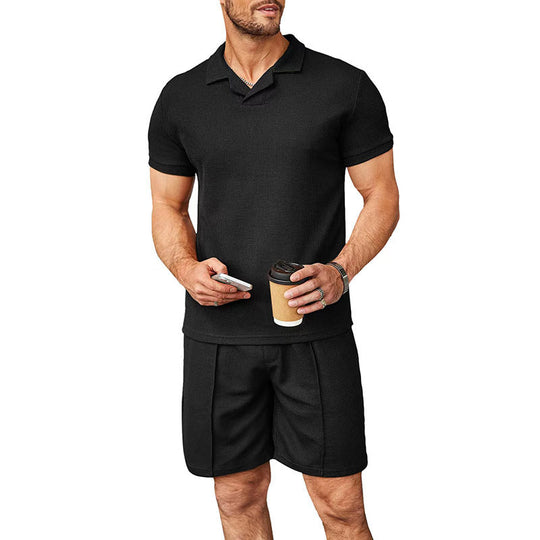 Herren Polo-Shirt und Shorts-Set aus atmungsaktivem Material mit feiner Struktur Nord Taschen