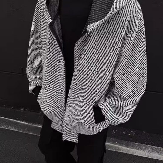 Unisex Oversized Strick-Kapuzenjacke mit Allover-Strukturmuster und Eingrifftaschen Nord Taschen