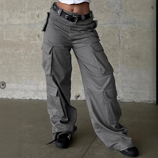 Damen Cargo-Hose mit breitem Schnitt und funktionalen Taschen