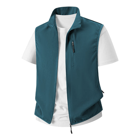 Herren Leichte Softshell-Utility-Weste mit Stehkragen, wasserabweisender Außenlage und Reißverschlusstaschen Nord Taschen