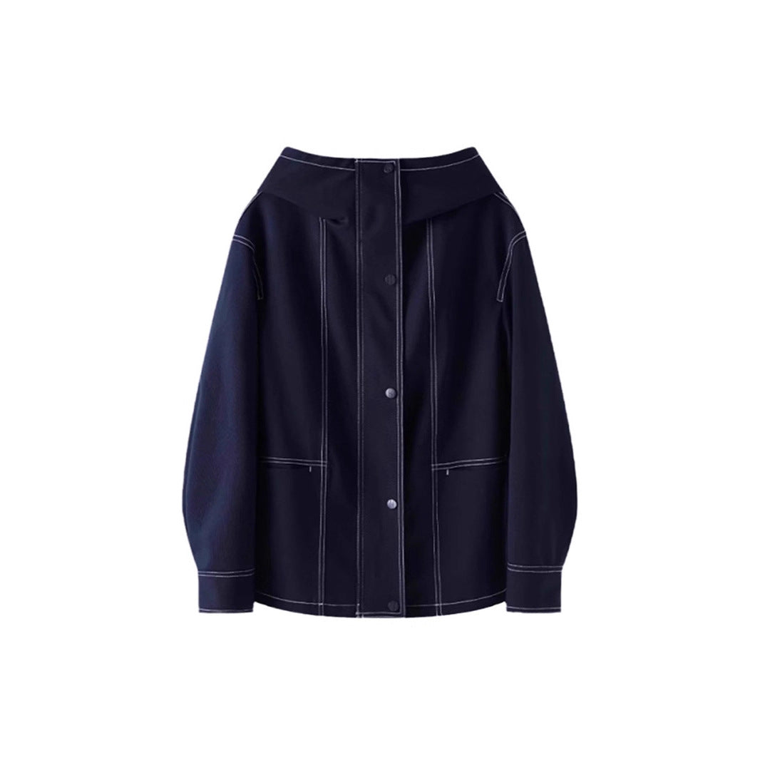 Damen Boxy‑Kapuzenparka mit sichtbaren Ziernähten und hochschließendem Stehkragen Nord Taschen