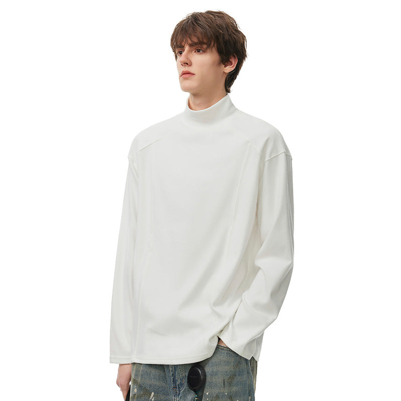 Herren Oversize Rollkragenpullover aus weichem Baumwoll‑Mix mit Raglanärmeln Nord Taschen