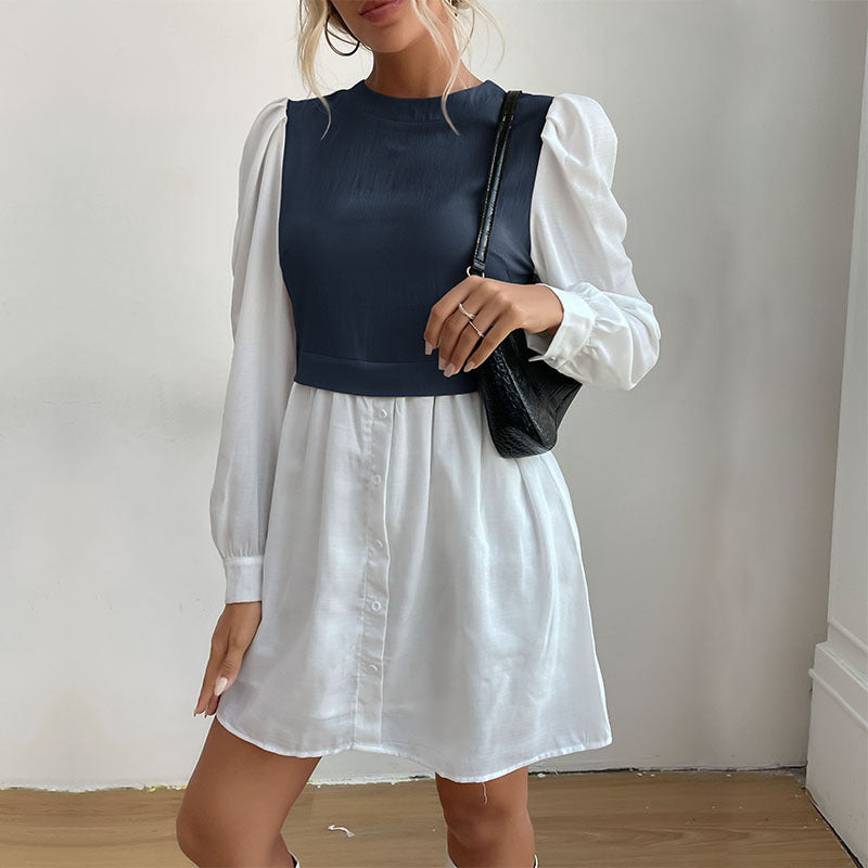 Damen Hemdblusenkleid mit Puffärmeln Nord Taschen