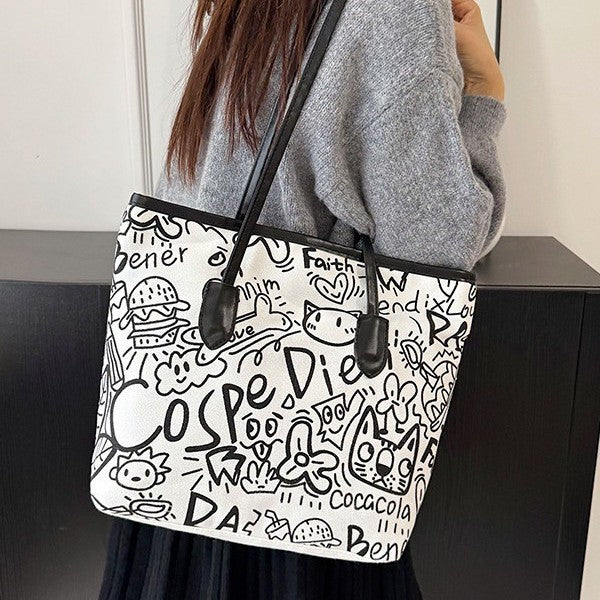Damen kreative Handtasche mit verspieltem Comic-Druck Nord Taschen