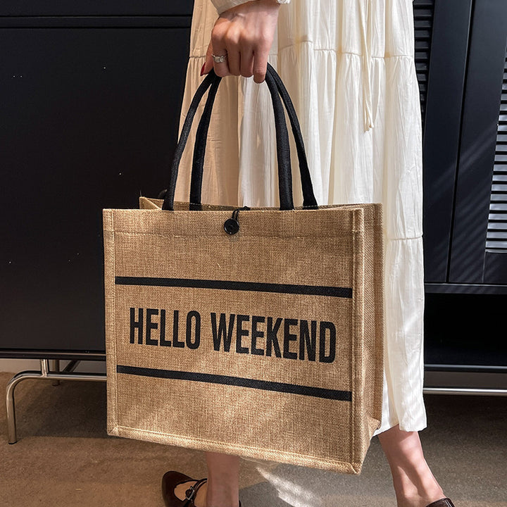 Damen Jute-Tragetasche mit kunstvollem floralen Druck Nord Taschen