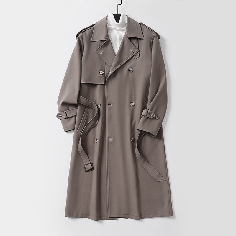 Damen klassischer Doppelreihiger Trenchcoat mit Taillengürtel und Schalkragen Nord Taschen