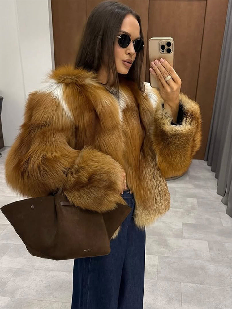 Damen Boxy-Kurzmantel im Multi-Layer Fauxfur-Look mit voluminösen Ärmeln Nord Taschen