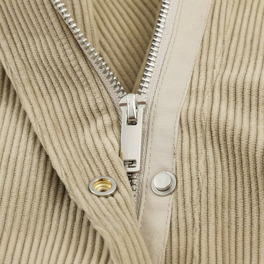 Damen Cordjacke aus Kord mit Taillengürtel und Druckknopfverschlüssen Nord Taschen