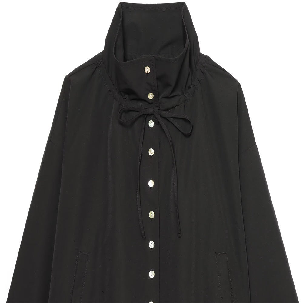Damen Gekürzte Oversize-Utility-Jacke mit Stehkragen und Kordelzug Nord Taschen