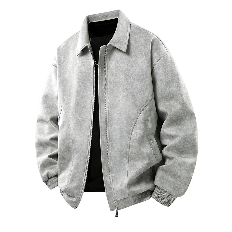 Herren Smarter Overshirt‑Bomber in Veloursleder‑Optik mit Zwei‑Wege‑Metallreißverschluss Nord Taschen