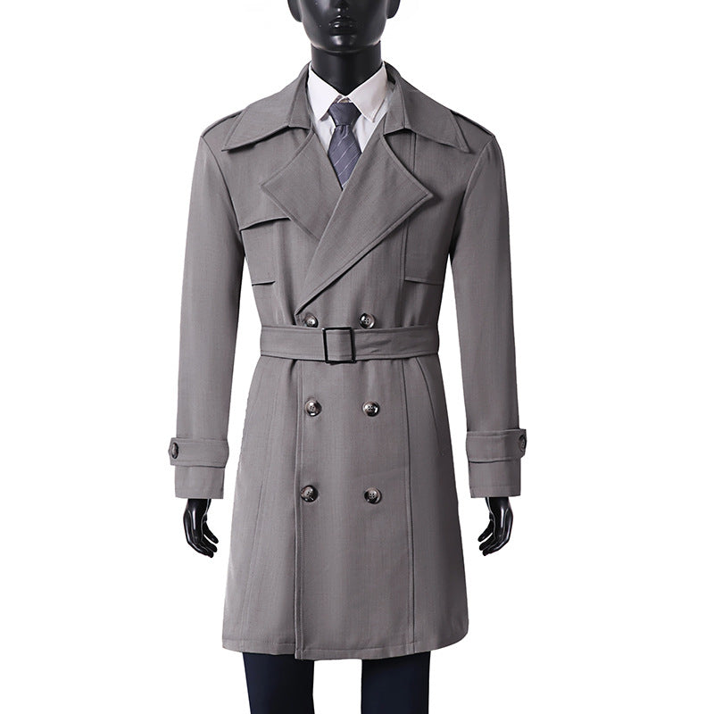 Damen Doppelreihiger Trenchcoat mit weitem Schalkragen und Epauletten Nord Taschen