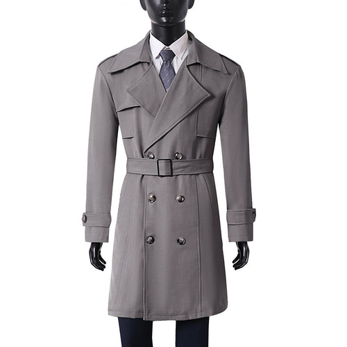 Damen Doppelreihiger Trenchcoat mit weitem Schalkragen und Epauletten Nord Taschen