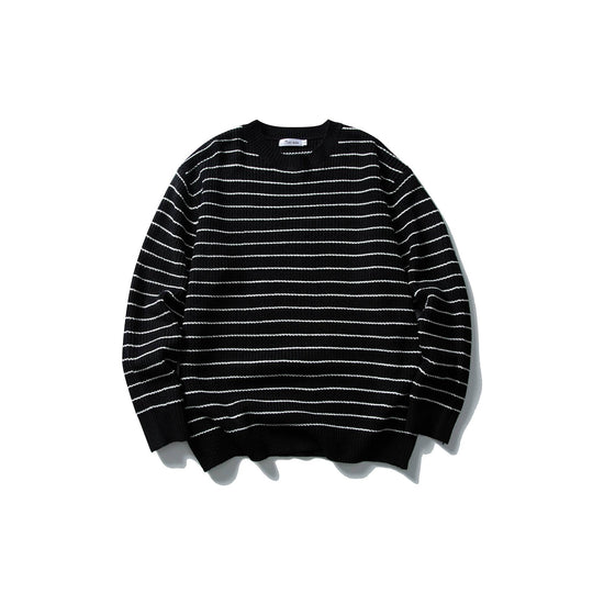 Unisex Gestreifter Strickpullover im Breton‑Look mit grober Rippstruktur und Rundhalsausschnitt Nord Taschen