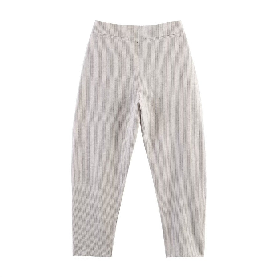 Damen Hochtaillierte Plissee-Hose mit weitem Sitz und schmaler Knöchelpartie Nord Taschen